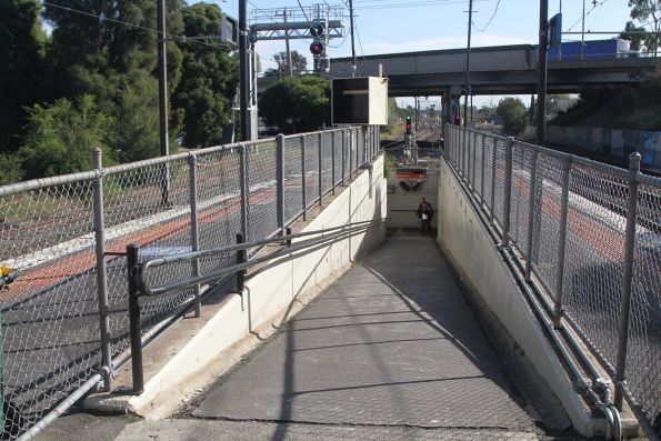 Ramp between platform and pedestrian subway at Albion station