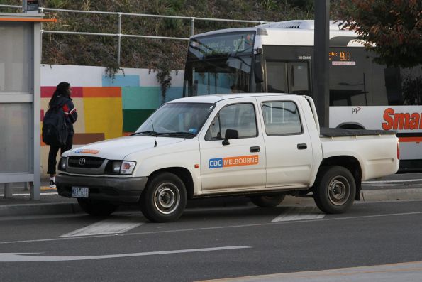 2003 Toyota HiLux crew cab as a CDC Melbourne changeover car at Sunshine station