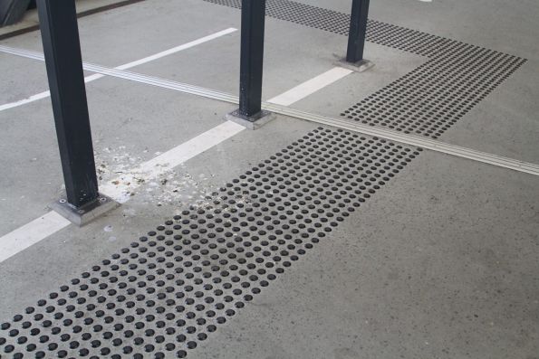 Pile of bird shit beneath the poorly designed roof at West Footscray station