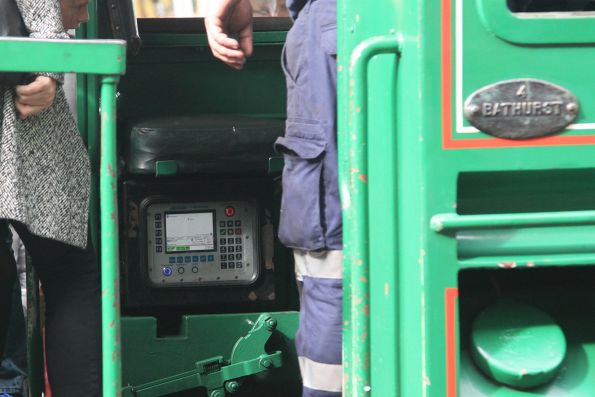 Modern ICE radio system inside the cab of steam locomotive 3642