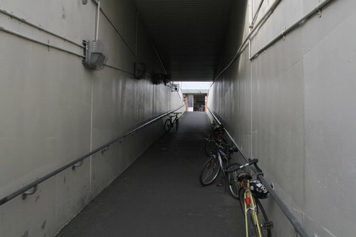 Long ramp up to the platform at Tottenham station