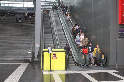 Escalator linking the Bourke Street Bridge to Spencer Street is still broken