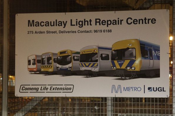 'Comeng Life Extension' project signage at the Macaulay Light Repair Centre