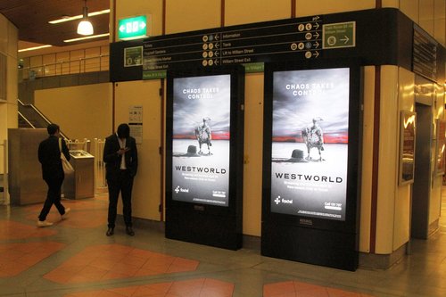 New Adshel digital advertising panels at Flagstaff station