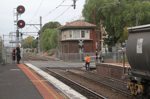 SSR grain train ready to be pushed into the mill siding at Kensington