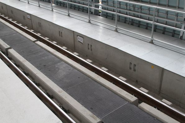 Concrete slab track at the new elevated station at Clayton