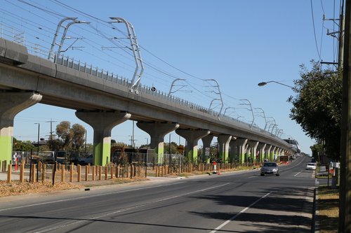 Completed 'Skyrail' viaducts east of Clayton