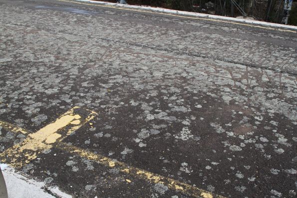 Lichen covered asphalt at East Camberwell platform 1 and 2