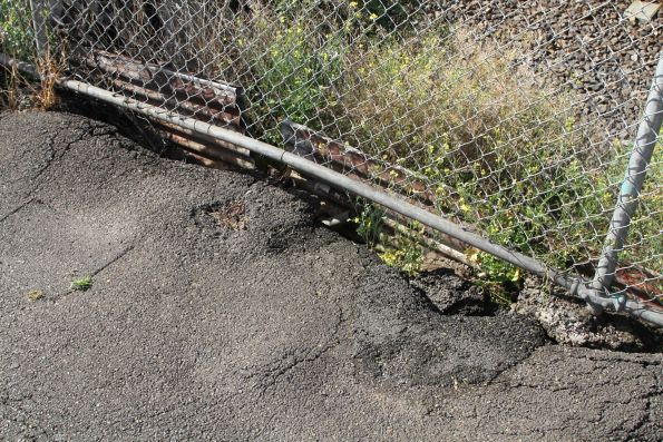 Platform subsidence at the back fence of South Kensington station