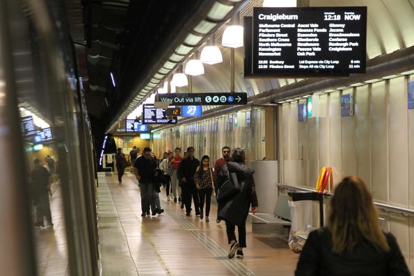 Plenty of passengers exiting the train at Flagstaff station on a Saturday