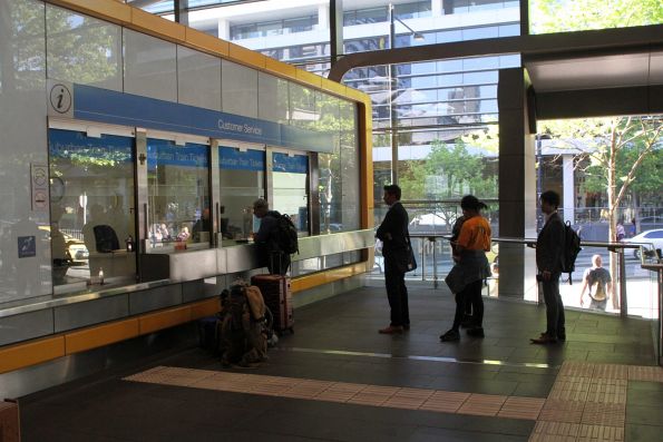 Line at the Metro Trains ticket office on the Collins Street concourse