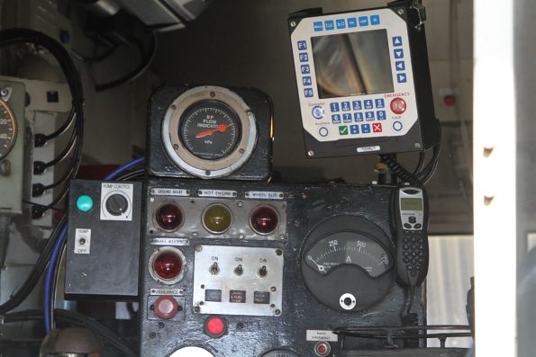 ICE radio console in the cab of T413