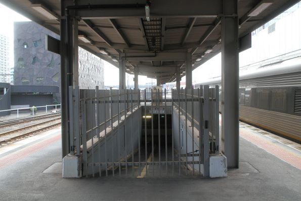 Gates at the entrance to the northern baggage subway at Southern Cross platform 3 and 4