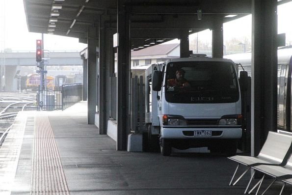 Toilet truck emerges from the northern baggage subway