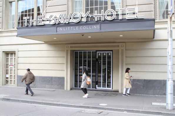 Former entrance to the Spencer Street subway from the Savoy Hotel, now turned into a shop