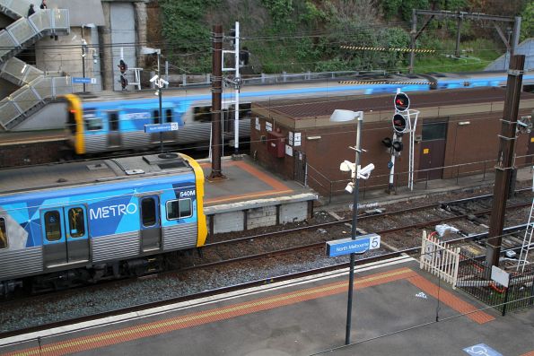 Life extension EDI Comeng 540M waits at North Melbourne platform 3 for a path into the City Loop