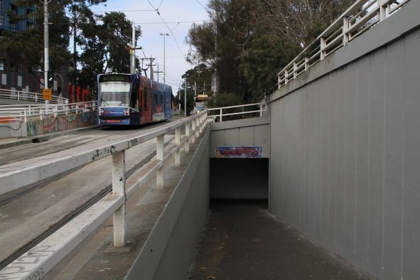 Headed into the dark and dingy tram stop underpass at St Kilda Junction