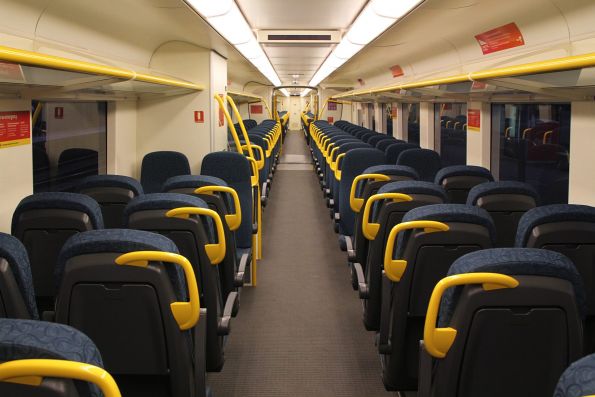 New style seating and wider aisle onboard 'short distance' VLocity carriage 1376