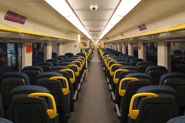 New style seating and wider aisle onboard 'short distance' VLocity carriage 1276