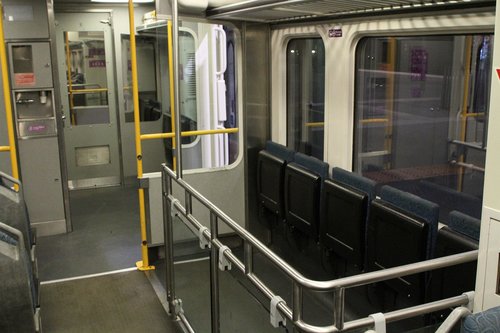 Fenced in luggage area onboard a Sprinter train