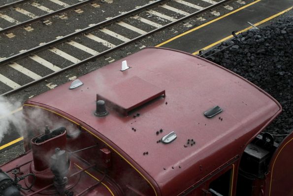 ICE radio antennas on the cab roof of steam locomotive K190 