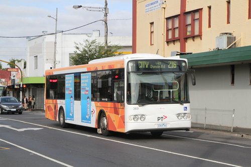 Transdev bus #369 0369AO on route 216 at Footscray station