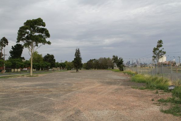 Metro Tunnel site compound at Rupert Street now empty, gravel left behind with no sign of the grass being replaced