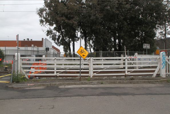 Preserved level crossing gates at Tinning Street in Brunswick