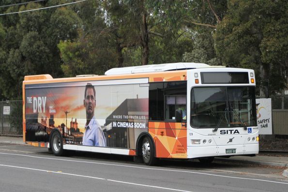 PTV liveried Transit Systems bus #129 BS00BT between runs on Hampshire Road, Sunshine