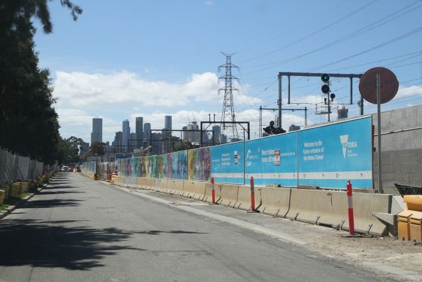 Artwork covers the hoardings at the South Kensington work site