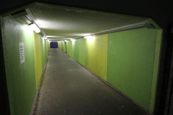 Burwood Highway pedestrian underpass leading to the Deakin University tram stop