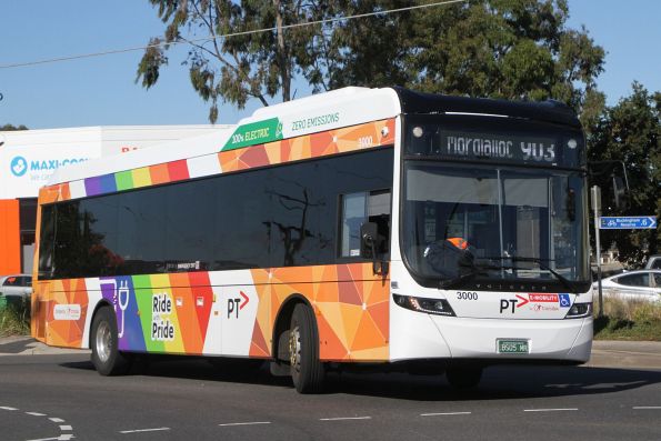 Transdev electric bus #3000 BS05MR on route 903 at Wright Street and Hampshire Road, Sunshine