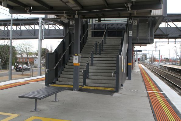 New stairs to Watergardens platform 2 and 3, relocated to make way for the second lift