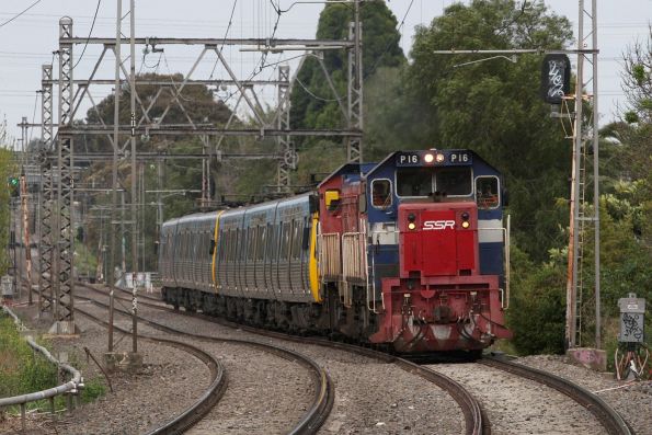 P16 leads P18 on the up leg of the transfer at Yarraville