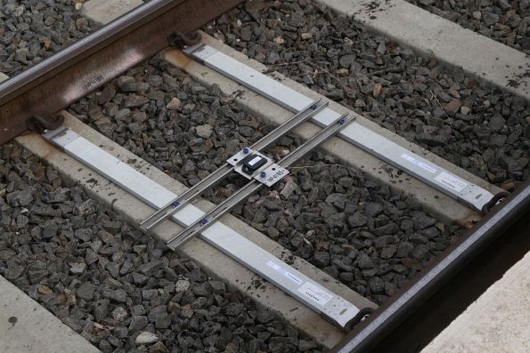 Norming point tag between the rails at Footscray