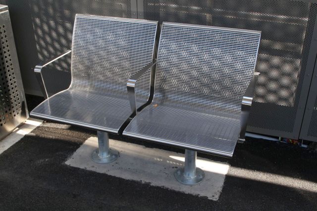 The seats at the new North Williamstown station have been replaced with normal height ones