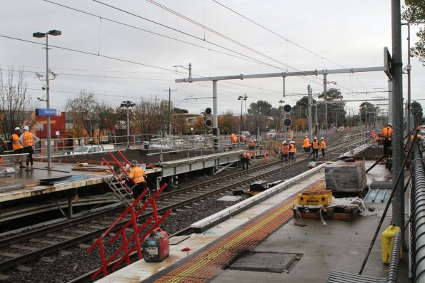 Platform extensions at the down end of Watergardens station awaiting a concrete pour