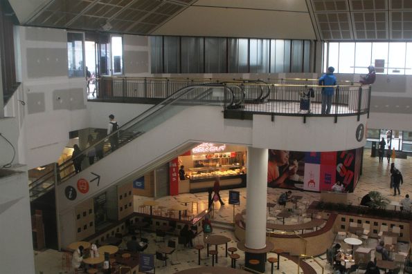 Escalator to the Box Hill bus interchange heads right into the middle of the shopping centre atrium