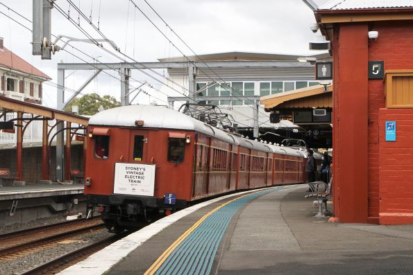 Heritage electric set F1 passes through Sydenham station bound for Central