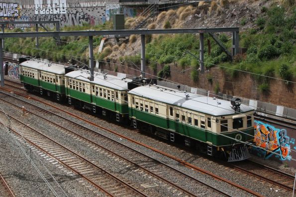 Rail Motor Society CPH railcars 1, 3 and 7 on the down leg of the goods line tour at St Peters