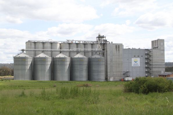 Allied Mills flour mill at Maldon, beside the Main South line