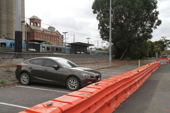 One forgotten car sits in the middle of the work site at Albion station