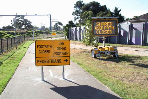 South end of the shared path closure along the railway at Sunshine