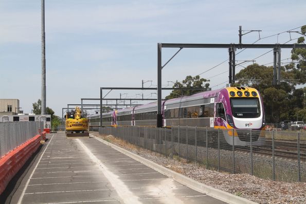 VLocity VS93 leads VS97 on a down Albury service at Albion