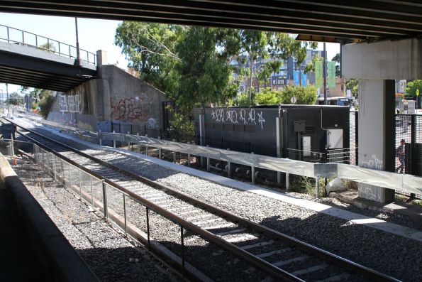 Completed signalling and power trunking beneath the Hampshire Road bridge at Sunshine station