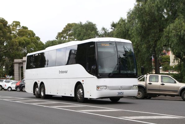 Endeavour Coach Company 3888AO arrives at Geelong station on a V/Line rail overflow service