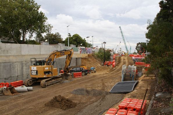 Looking up the line from Trafalgar Street towards the former Mont Albert station