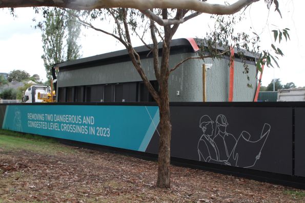 Oversized modular toilet block for Union Station parked at the Surrey Park compound