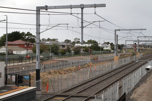 Trees cleared between the broad and standard gauge tracks at the up end of Sunshine 