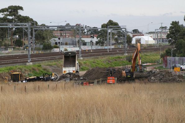 Spoil dump next to Matthews Hill in Sunshine for Melbourne Airport Rail works 